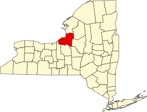 Map of New York highlighting Oswego County