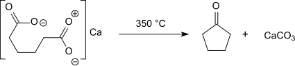 Pyrolyse von Calciumadipat