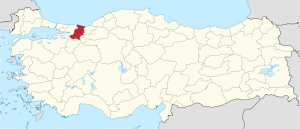 Location of Sakarya Province in Turkey