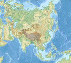 Mapa konturowa Azji, w centrum znajduje się punkt z opisem „Gobi”