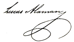 Lucas Alamáns signatur