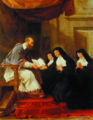 Sant Francesc remet les regles a les germanes de l'Orde de la Visitació, quadre del s. XVII