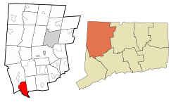 Bridgewater's location within Litchfield County and Connecticut