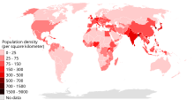 Population density of countries 2018 world map, people per sq km.svg