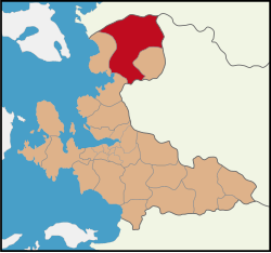 Location of Bergama within İzmir Province.