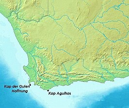 Kaart met Kaap de Goede Hoop en Kaap Agulhas (Duitstalige kaart)