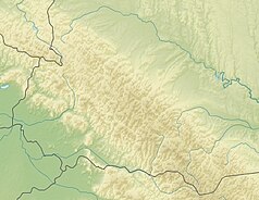 Mapa konturowa Beskidów Wschodnich, na dole nieco na prawo znajduje się czarny trójkącik z opisem „Kukul”