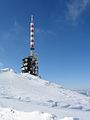 Émetteur du Chasseral, situé en Suisse dans le massif du Jura. Hauteur de la tour : 120 m.
