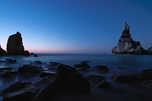 ブルーアワーの海の風景、ポルトガルのロカ岬にて 原作：Daniel78
