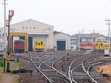 島原船津駅に併設された車両基地（2008年1月7日）