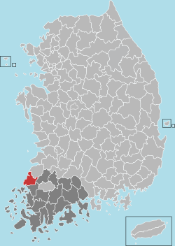 靈光郡在韓國及全羅南道的位置
