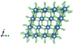 Extended crystal stacking structure of calcium fluoride; unit cell expanded by a unit of 3.