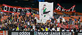 A tifo supporting head coach Ben Olsen during a match against the FC Dallas