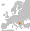 Location map for the Holy See and Serbia.