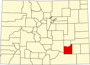 Map of Colorado highlighting Otero County