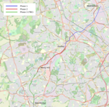 Map of The Wednesbury to Brierley Hill Tram extension