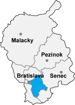 Localisation du district de Bratislava II dans la région de Bratislava (carte interactive)