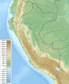 Mapa konturowa Peru, w centrum znajduje się punkt z opisem „źródło”