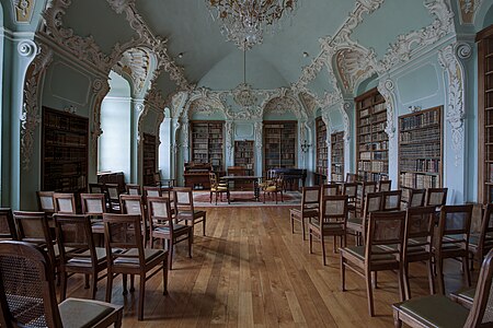 Rococo C and S-shaped volutes in the library of Rolduc, Kerkrade, Germany, by Joseph Moretti, 18th century