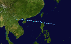 熱帶風暴蘇迪羅的路徑圖