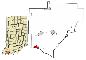 Location of Newburgh in Warrick County, Indiana