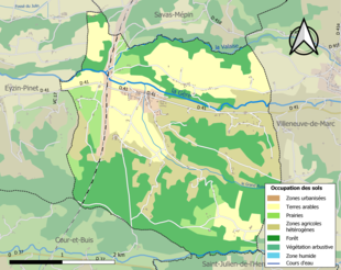 Carte en couleurs présentant l'occupation des sols.