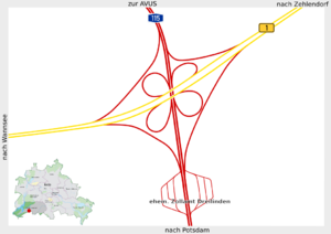 Übersichtskarte Autobahnkreuz Zehlendorf