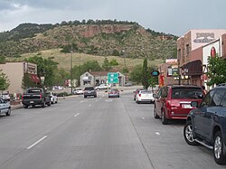 Downtown Lyons toward the intersection of U.S. Route 36 and Colorado State Highway 7.