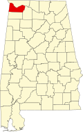 Map of Alabama highlighting Colbert County