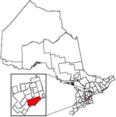 Lokasi Toronto dan banci kawasan metropolitannya dalam provinsi Ontario