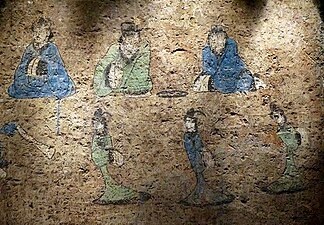 Figures in a Han Dynasty tomb, painted with Han blue (Before 220 AD)