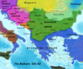 First Bulgarian Empire (681–1018 AD) and Byzantine Empire (286/395–1453 AD) in 925 AD.