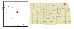 Location within Brown County and Kansas