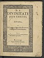 De divinitate Jesu Christi liber 1608