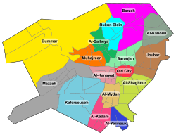 Joubar on the District map of Damascus