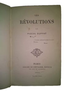 Les Révolutions, Paris, Armand Le Chevalier, 1869, 255 p., 18 cm