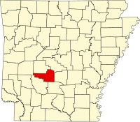 Map of Arkansas highlighting Hot Spring County