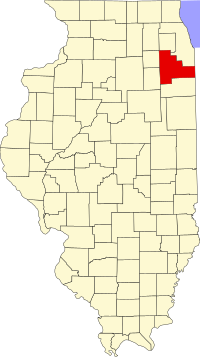 Map of Ilinois highlighting Will County