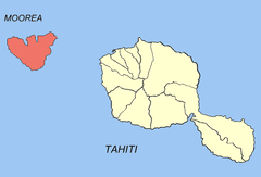 Localização da comuna de Moorea-Maiao (a vermelho) nas ilhas de Barlavento.