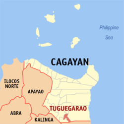 Mapa de Cagayan con Tuguegarao resaltado