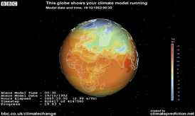 Клиентская программа для проекта Climate Prediction показывает температурные изменения на планете