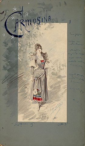 Carmosine (soprano), figurine pour Carmosina acte 1 (1888).