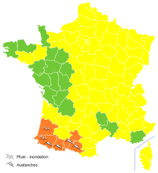 Carte de vigilance le 12 février 2009 à 6h00.