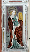 Saint Catherine in a 15th-century fresco on the St. Jacob church in Urtijëi, Italy.