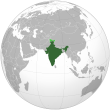 Image of a globe centered on India, with India highlighted.