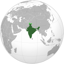 भारतमा केन्द्रित विश्वको छवि, भारत हाइलाइट गरिएको।