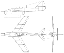 Lavochkin La-160 3-view.svg