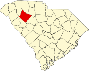 Map of South Carolina highlighting Laurens County