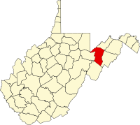 Locatie van Grant County in West Virginia