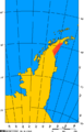 Larsen A- og Larsen B-isen markert i raudt